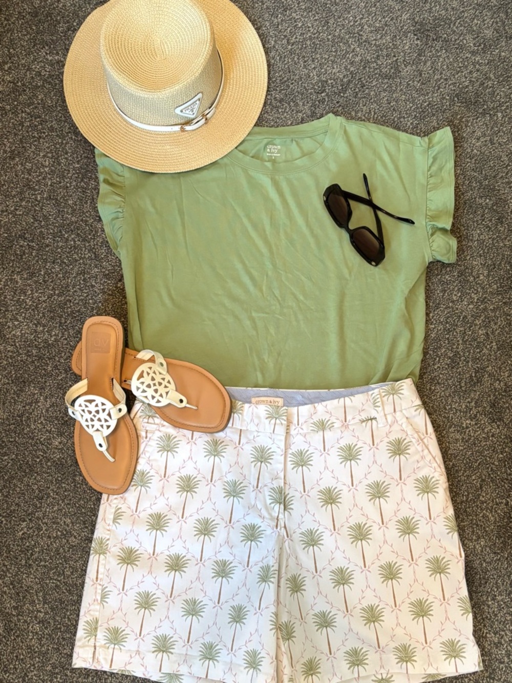crown & ivy sage green crewneck tee